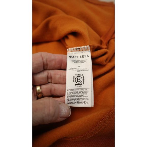 Athleta 870422 Women's Sz M Rust Orange Triumph Crew Neck L/S Sweatshirt $79 - Picture 15 of 15